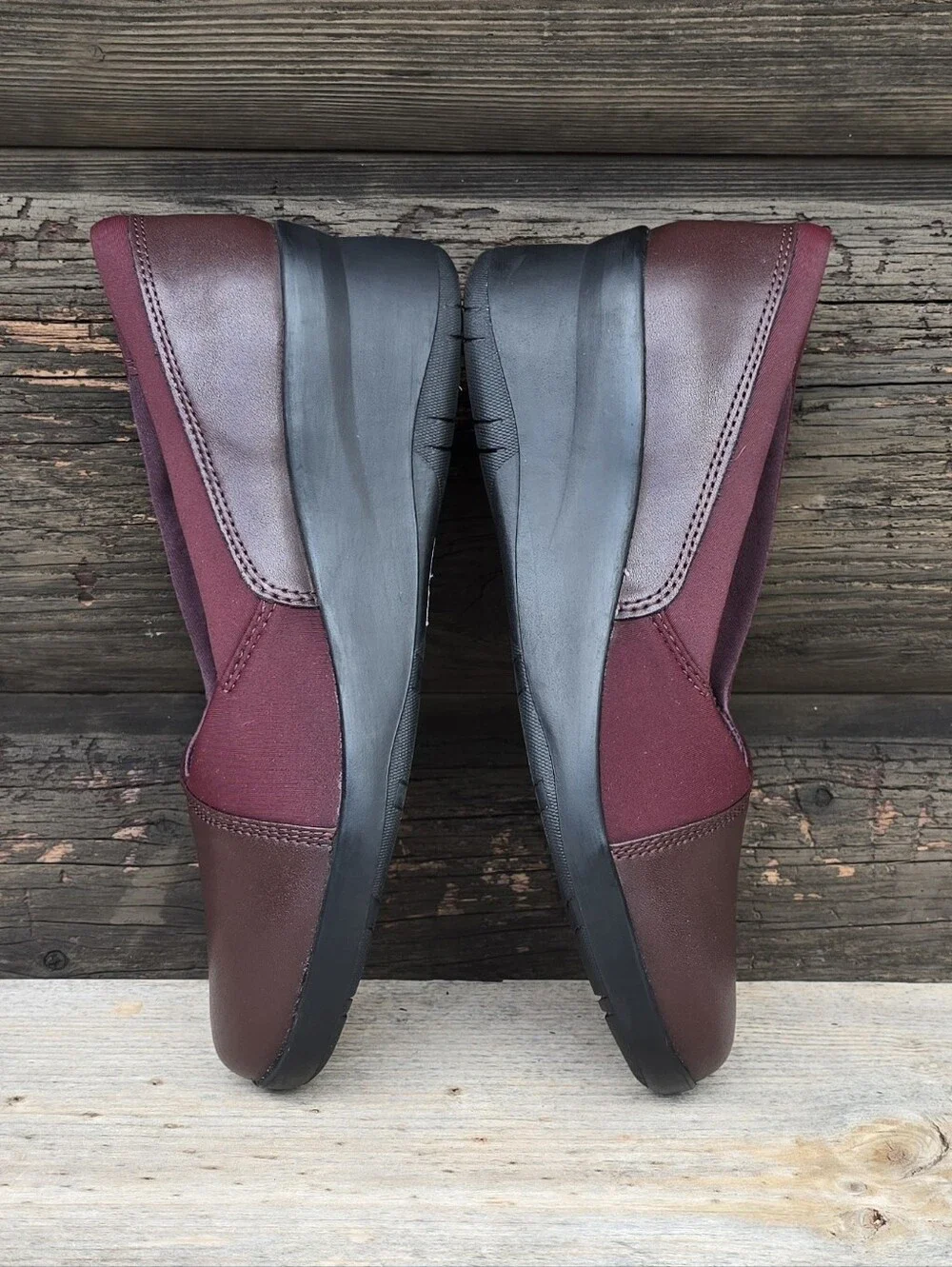 Clarks Suttyn Walk Y2K Office Siren Revival Wine Leather Comfort Wedge 7.5M